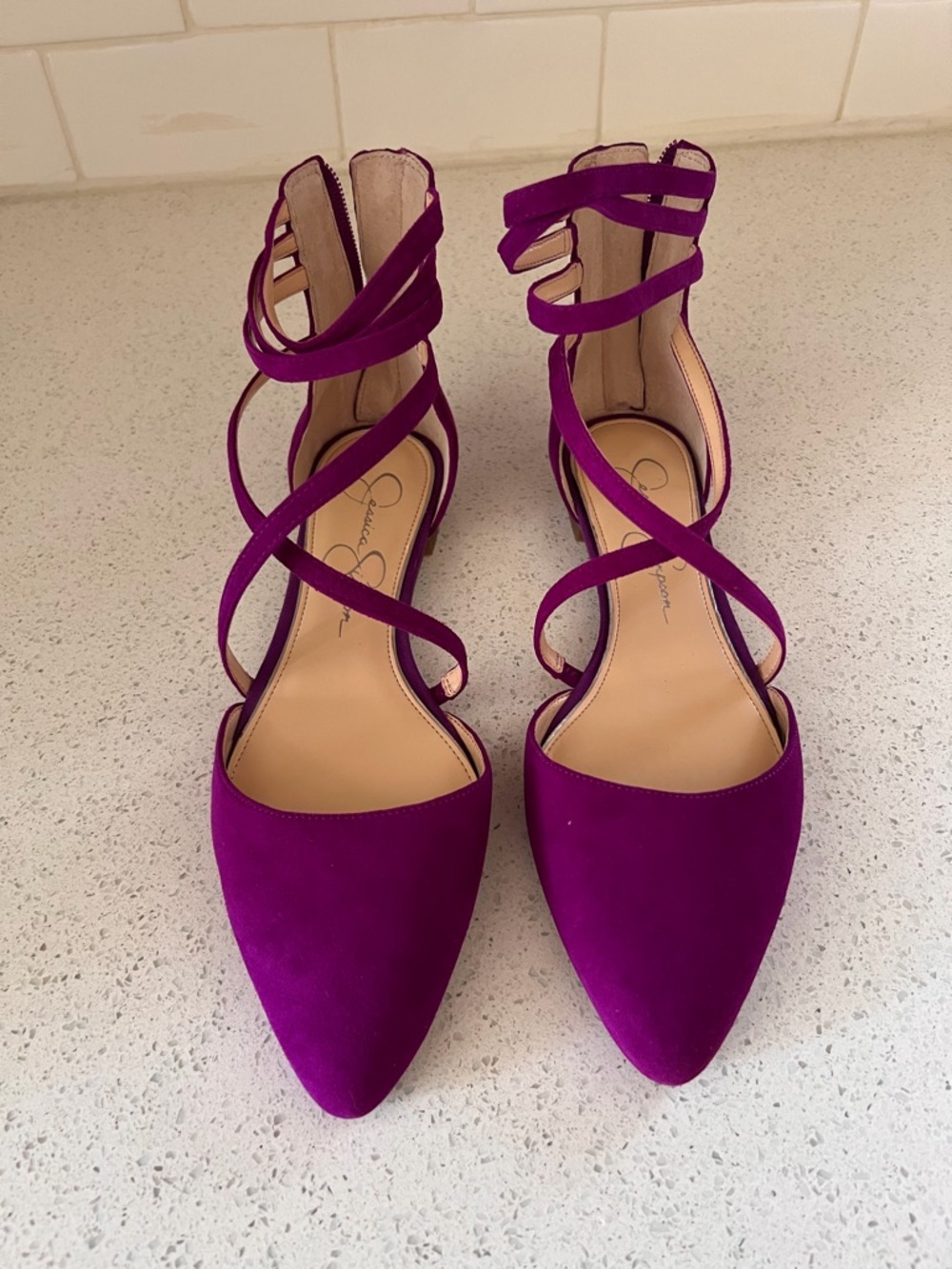 Jessica Simpson Purple Strappy Pointed-Toe Flats